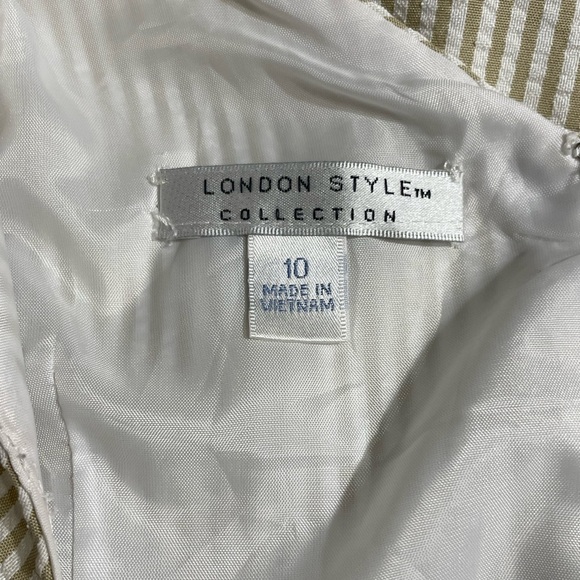 London Style Cream Striped Kids Midi Dress Sz 10 - Picture 5 of 9